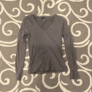 Old Navy Charcoal Long Sleeve V-Neck Top